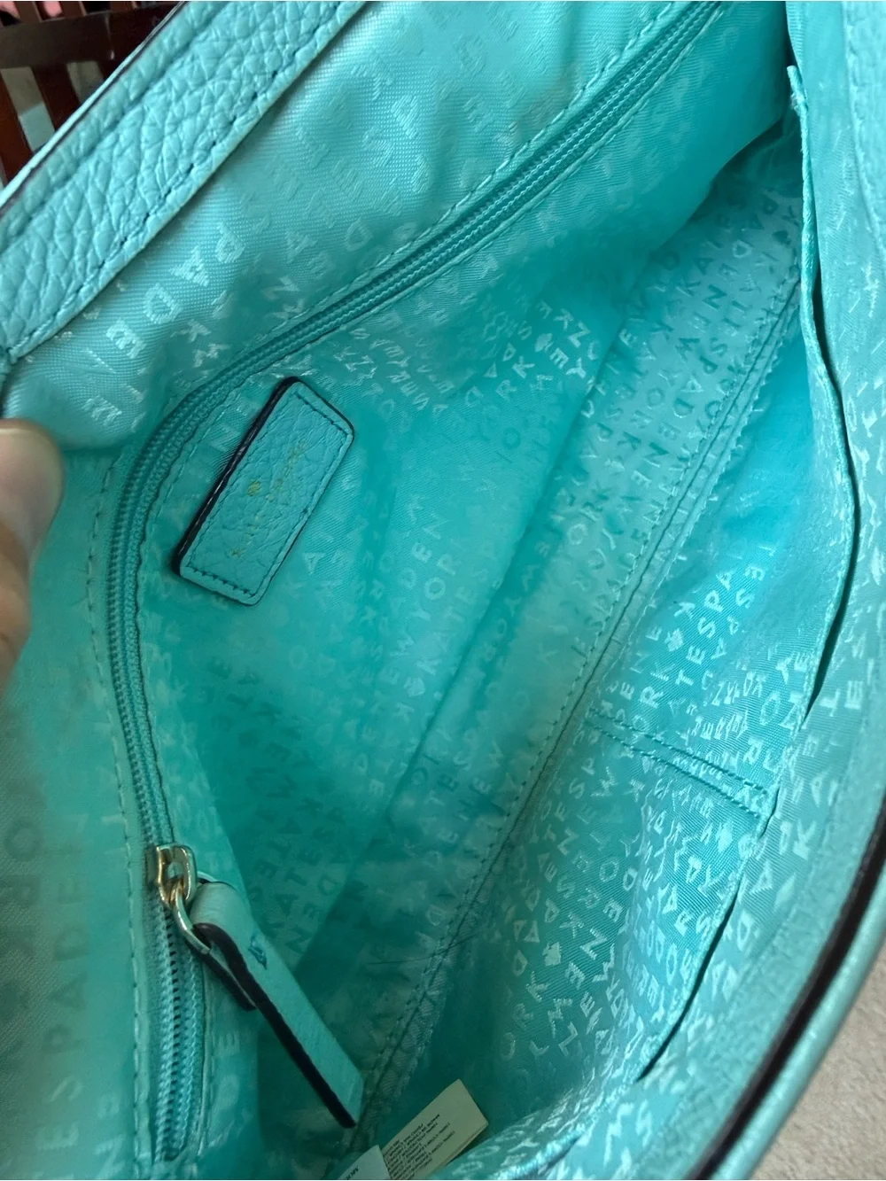 Kate Spade New York Blue Pebbled Leather Quilted Chain Shoulder Bag COA